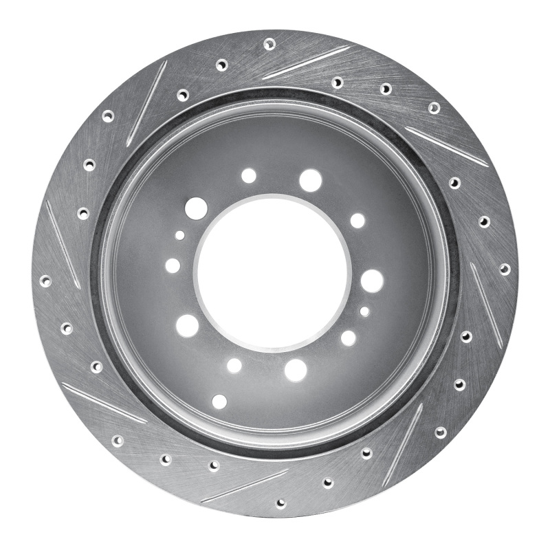 Lexus LX570 Brake Rotor (1) - Rear Right - R1 Concepts - Drilled & Slotted - Silver - `07-`22